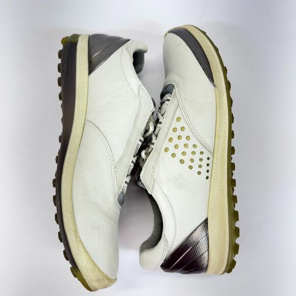 ECCO Biom Hybrid Hydromax Spikeless Golf Shoes Men Size 7 White Gray Yak Leather - Picture 4 of 11